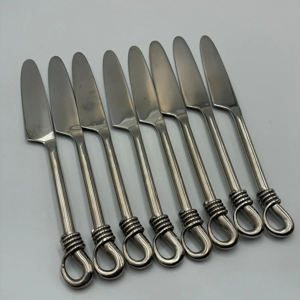 Gourmet Settings Twist and Shout Dinner Knives Stainless Steel Set of 8 9.5in